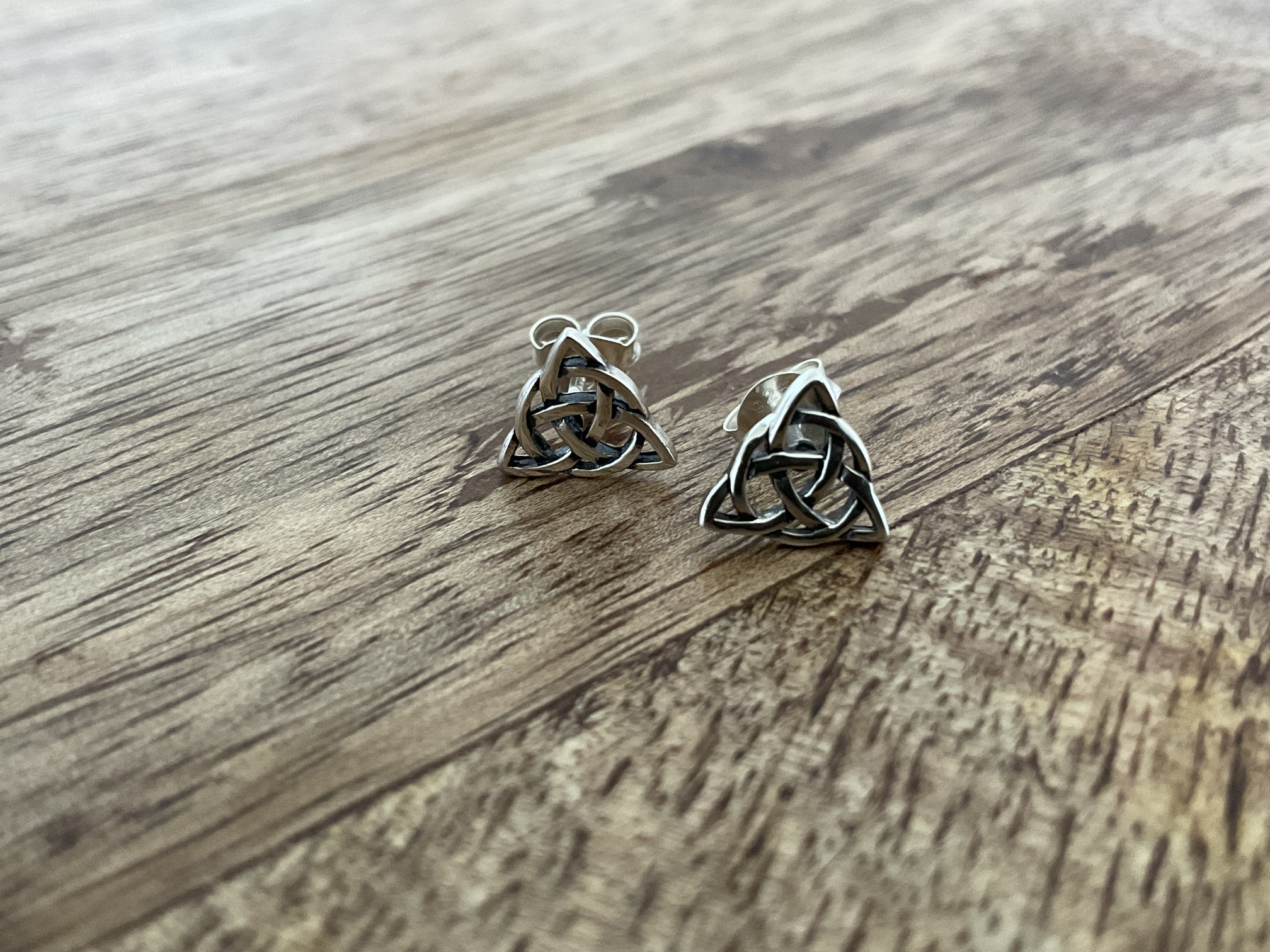 Celtic Knot Triangle Stud Earrings - Click Image to Close